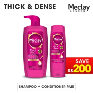 Meclay London Thick & Dense Shampoo 660ml + Conditioner Pair Box Discover the secret to fuller, stronger hair with the Meclay London Thick & Dense Shampoo 660ml + Conditioner Pair Box.