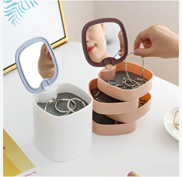 360° Rotating Jewelry Storage Box 4 Layers Portable Travel Jewellery Organizer With Mirror – Imported China (random Color)