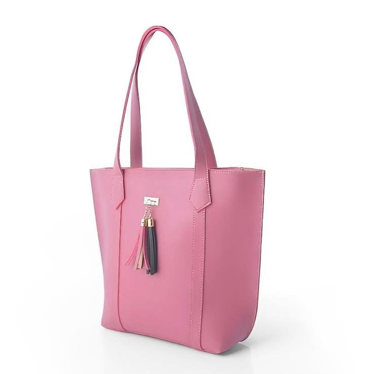 Pink Tassel Tote Bag – Chic Everyday Shoulder Bag - Image 2
